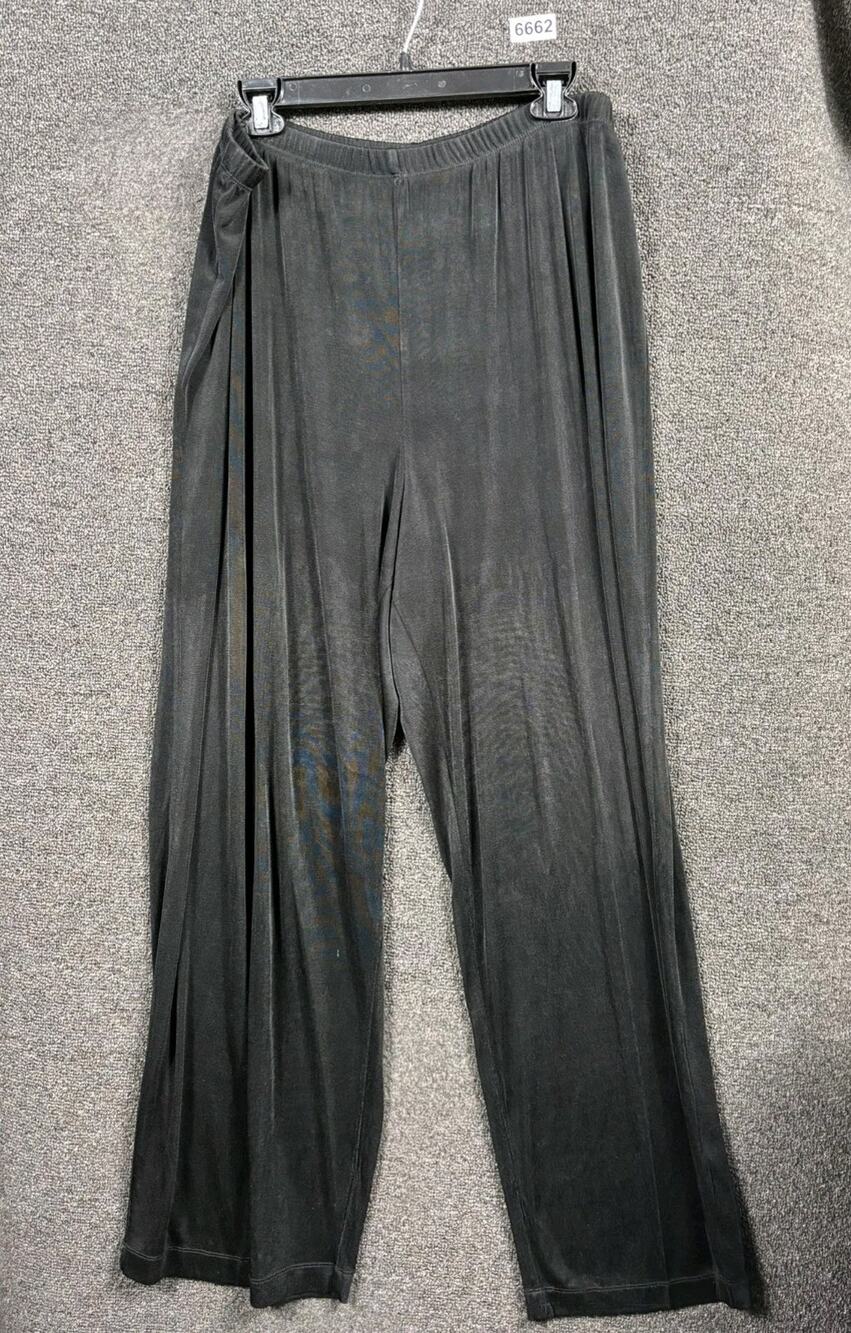 Alfred Dunner Pull On Wide Leg Pants Womens Size XL Black Comfort Stretch